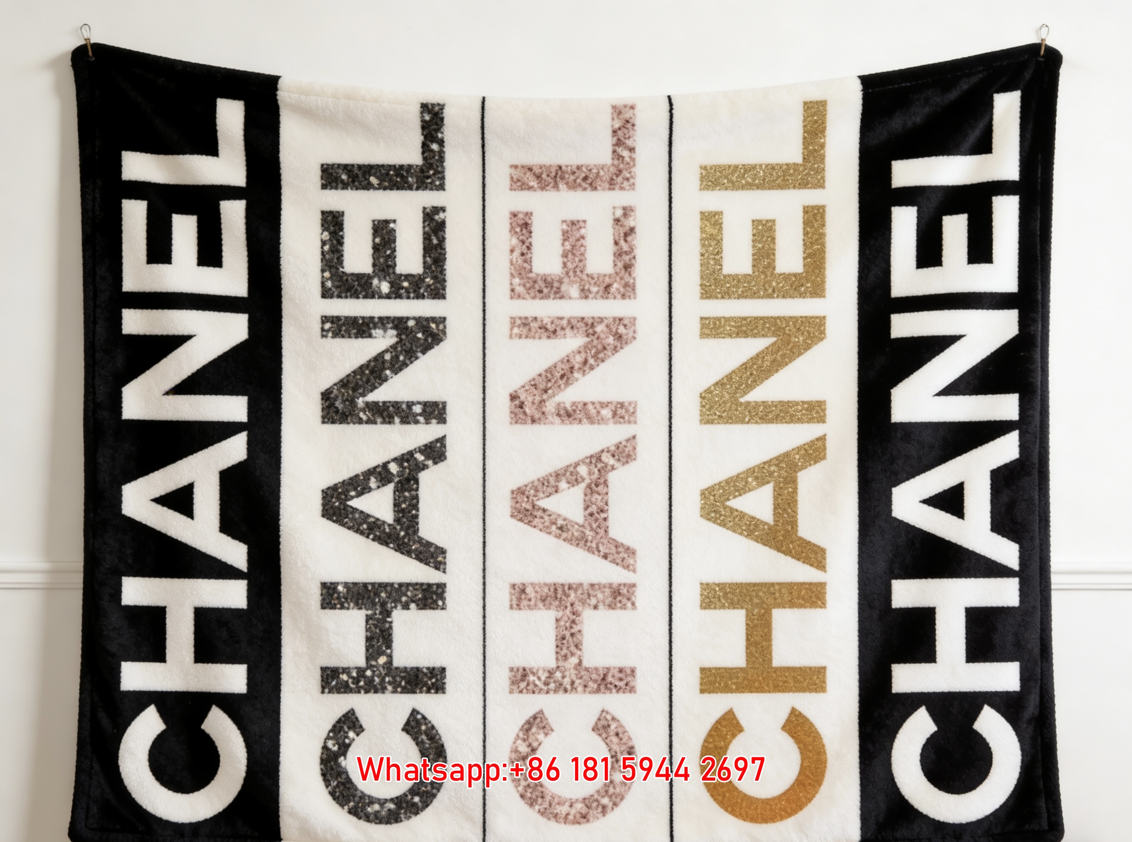 Chanel Multi-Color Glitter Vertical Flannel Throw Blanket Chanel Multi-Color Glitter Vertical Flannel Throw Blanket